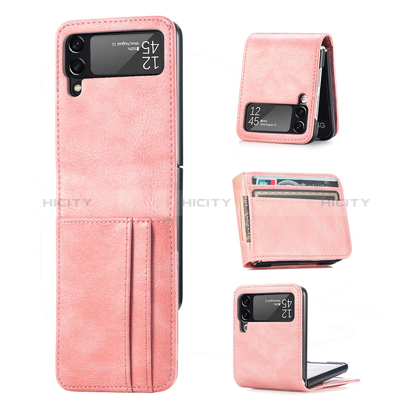 Custodia Lusso Pelle e Plastica Opaca Cover H03 per Samsung Galaxy Z Flip3 5G Oro Rosa