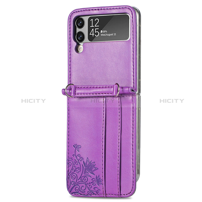 Custodia Lusso Pelle e Plastica Opaca Cover H04 per Samsung Galaxy Z Flip3 5G Viola