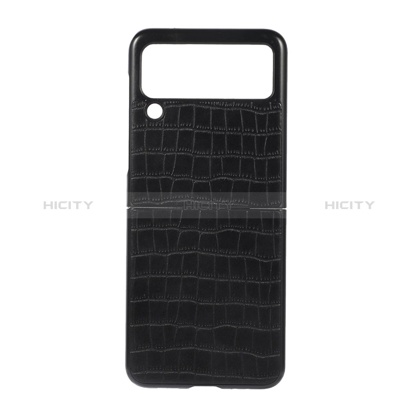 Custodia Lusso Pelle e Plastica Opaca Cover H06 per Samsung Galaxy Z Flip3 5G Nero