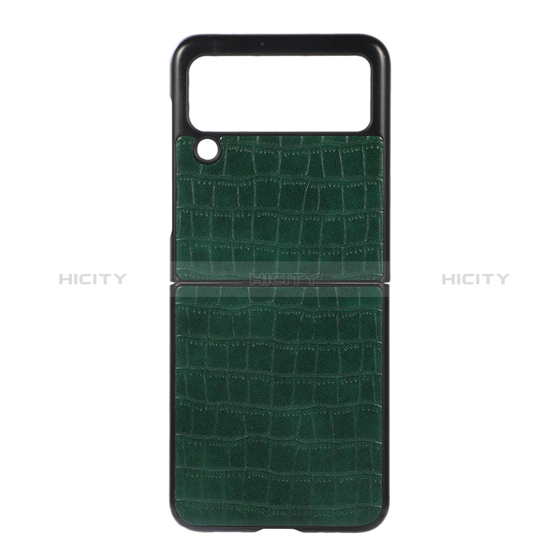 Custodia Lusso Pelle e Plastica Opaca Cover H06 per Samsung Galaxy Z Flip3 5G Verde