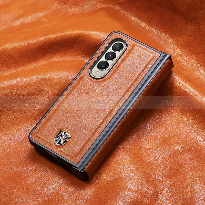 Custodia Lusso Pelle e Plastica Opaca Cover H06 per Samsung Galaxy Z Fold3 5G Marrone