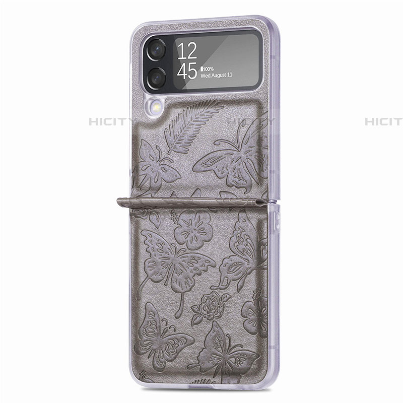 Custodia Lusso Pelle e Plastica Opaca Cover H07 per Samsung Galaxy Z Flip4 5G Grigio