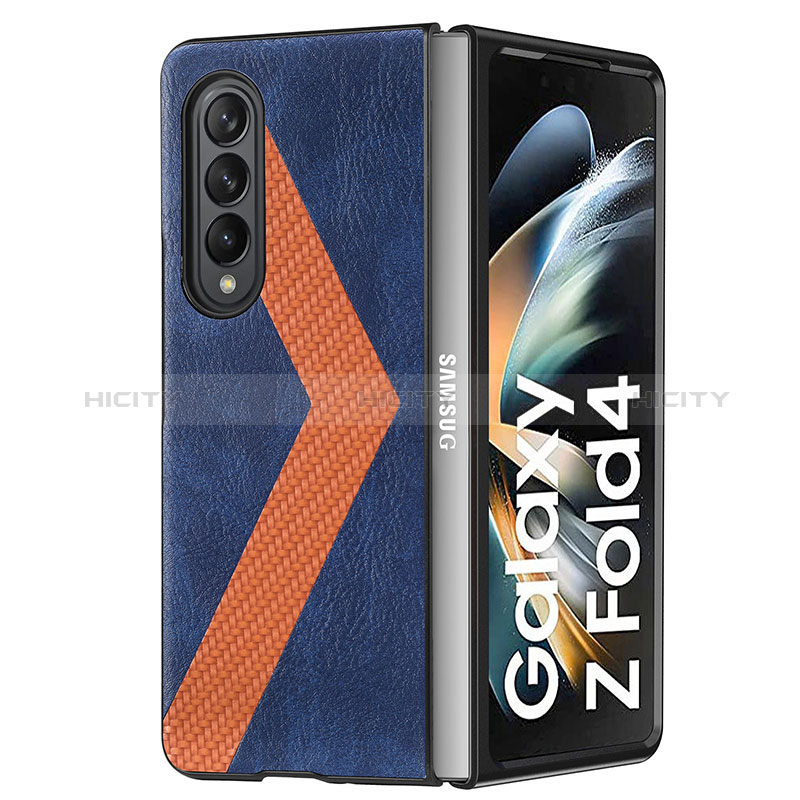 Custodia Lusso Pelle e Plastica Opaca Cover H07 per Samsung Galaxy Z Fold3 5G Blu