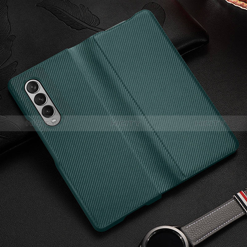 Custodia Lusso Pelle e Plastica Opaca Cover L01 per Samsung Galaxy Z Fold3 5G Verde