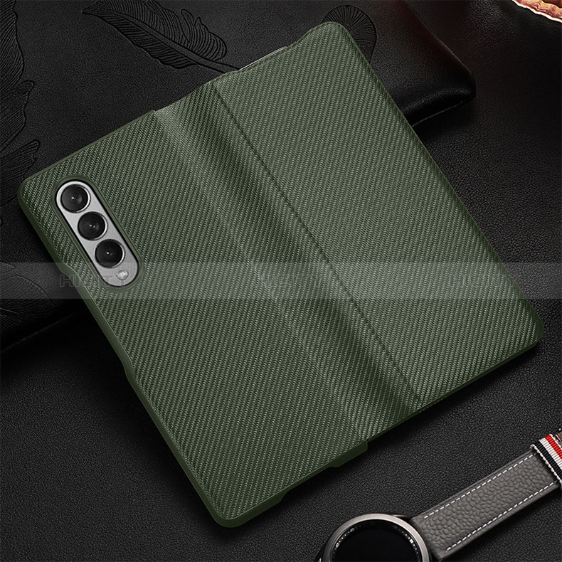 Custodia Lusso Pelle e Plastica Opaca Cover L01 per Samsung Galaxy Z Fold3 5G Verde Pastello