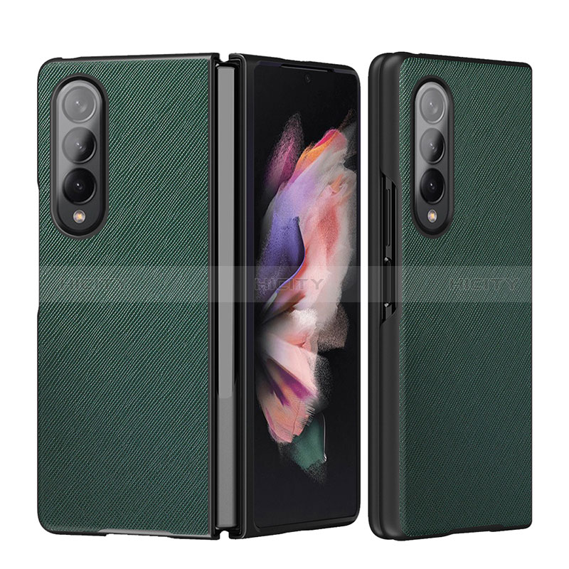 Custodia Lusso Pelle e Plastica Opaca Cover L06 per Samsung Galaxy Z Fold3 5G Verde