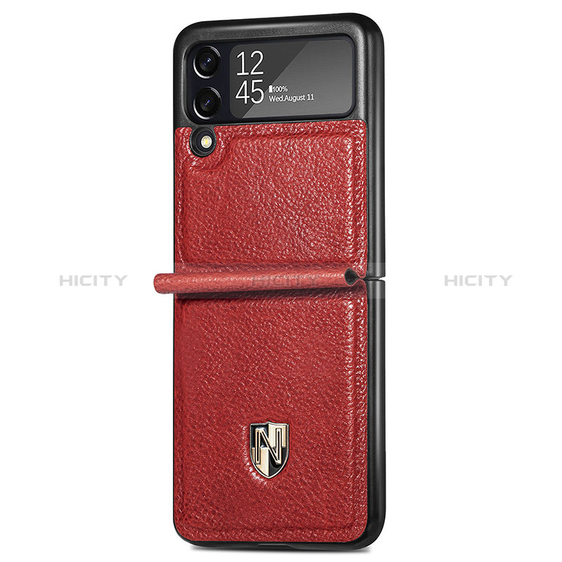 Custodia Lusso Pelle e Plastica Opaca Cover L07 per Samsung Galaxy Z Flip3 5G Rosso