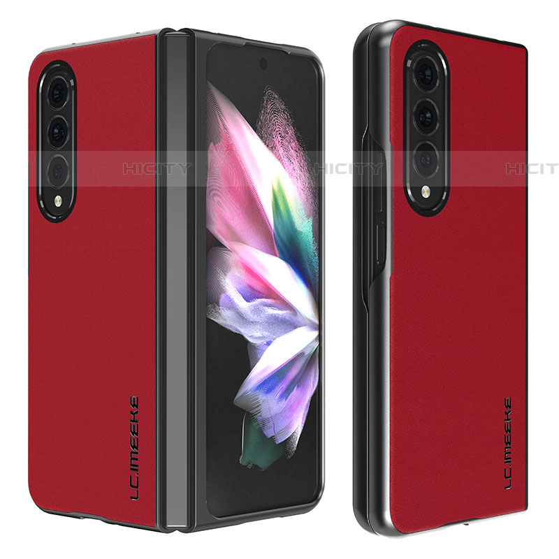 Custodia Lusso Pelle e Plastica Opaca Cover LC1 per Samsung Galaxy Z Fold4 5G Rosso