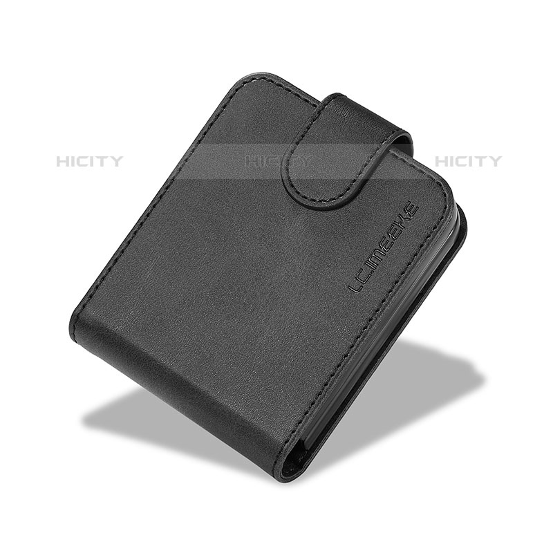 Custodia Lusso Pelle e Plastica Opaca Cover LC6 per Samsung Galaxy Z Flip5 5G Nero