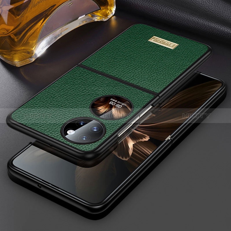 Custodia Lusso Pelle e Plastica Opaca Cover LD1 per Huawei P60 Pocket Verde