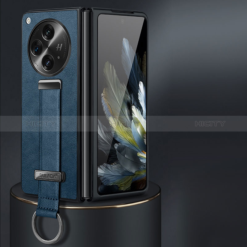 Custodia Lusso Pelle e Plastica Opaca Cover LD1 per OnePlus Open 5G Blu