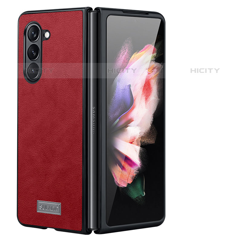 Custodia Lusso Pelle e Plastica Opaca Cover LD2 per Samsung Galaxy Z Fold5 5G Rosso