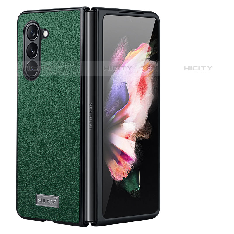 Custodia Lusso Pelle e Plastica Opaca Cover LD3 per Samsung Galaxy Z Fold5 5G Verde