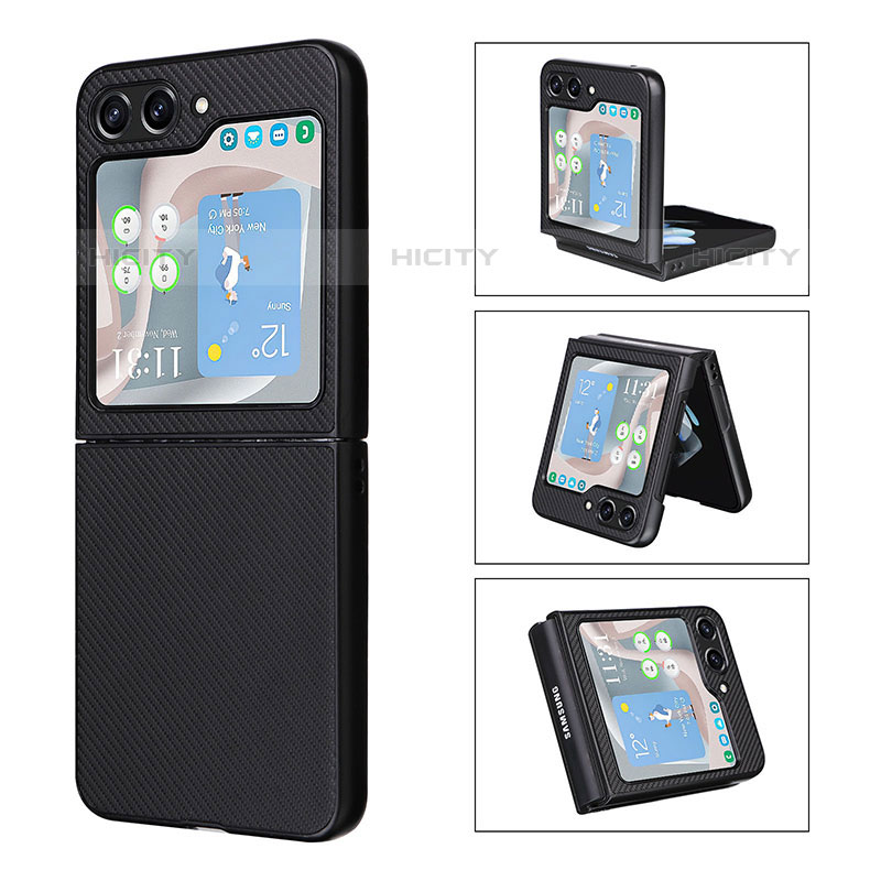 Custodia Lusso Pelle e Plastica Opaca Cover LZ3 per Samsung Galaxy Z Flip5 5G Nero