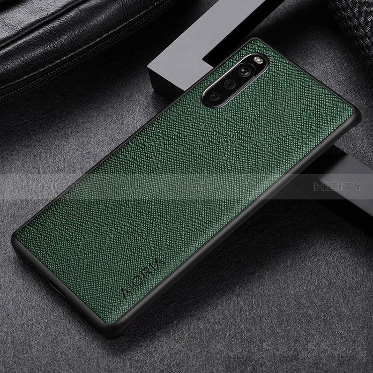 Custodia Lusso Pelle e Plastica Opaca Cover per Sony Xperia 10 III SO-52B Verde