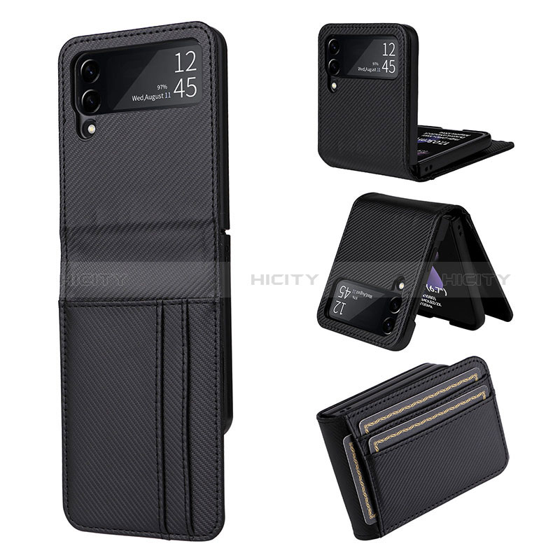 Custodia Lusso Pelle e Plastica Opaca Cover R03 per Samsung Galaxy Z Flip3 5G Nero