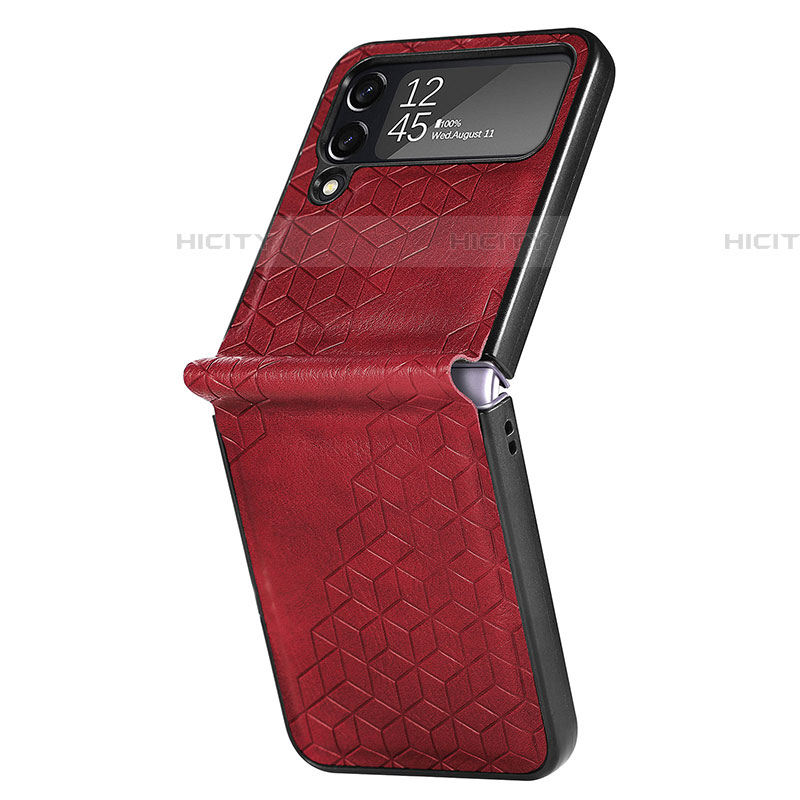 Custodia Lusso Pelle e Plastica Opaca Cover R04 per Samsung Galaxy Z Flip4 5G Rosso