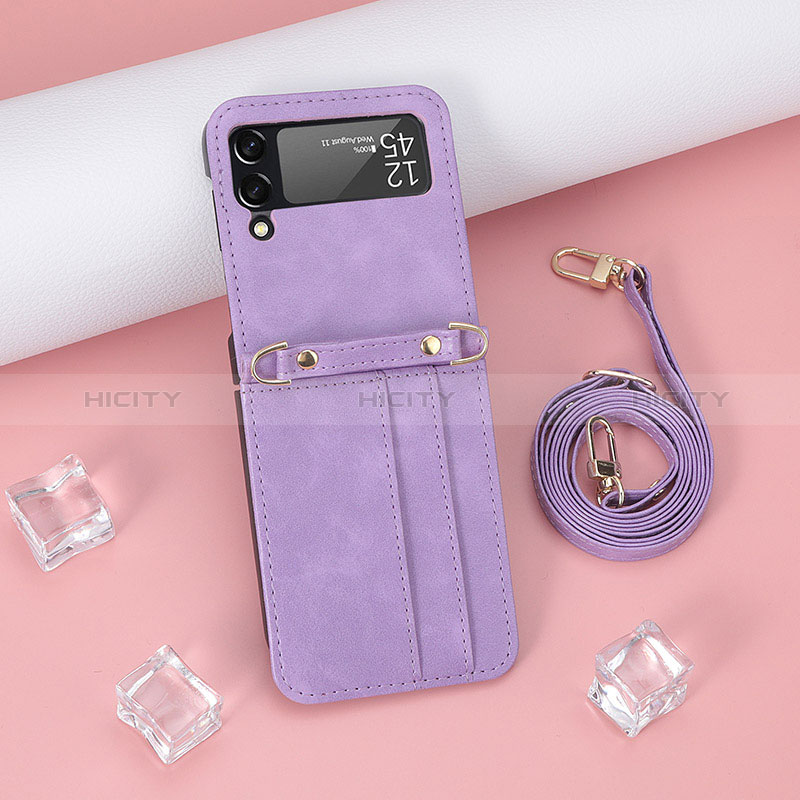 Custodia Lusso Pelle e Plastica Opaca Cover R06 per Samsung Galaxy Z Flip3 5G Viola