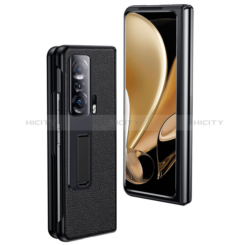 Custodia Lusso Pelle e Plastica Opaca Cover S01 per Huawei Honor Magic V 5G Nero