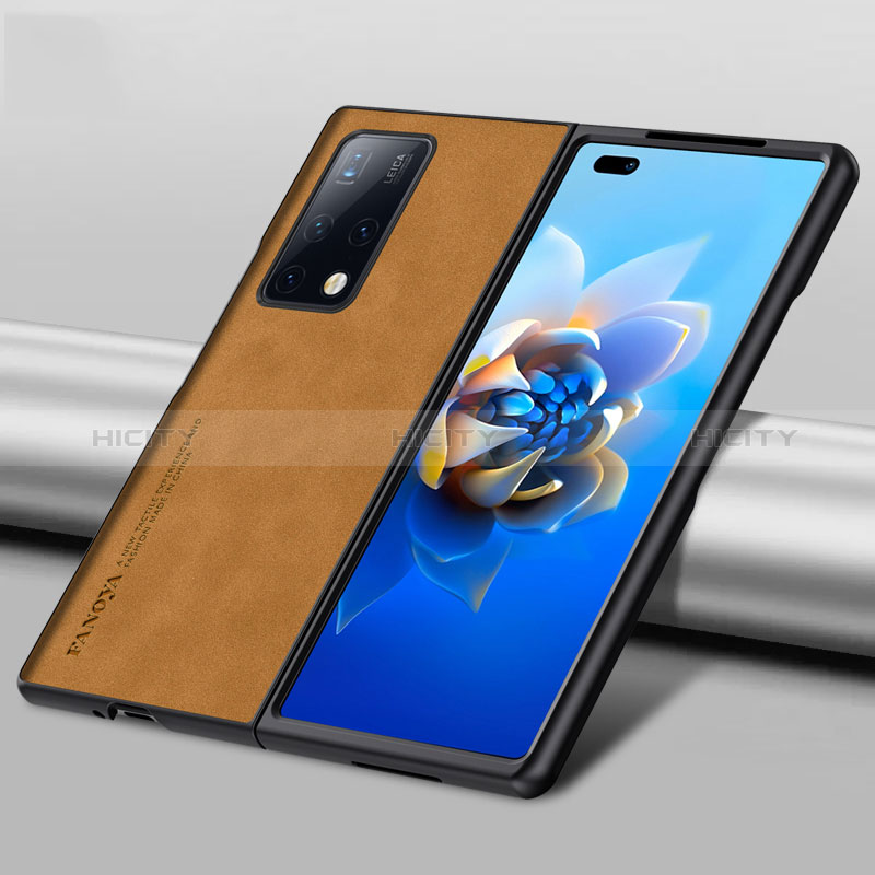 Custodia Lusso Pelle e Plastica Opaca Cover S01 per Huawei Mate X2 Arancione