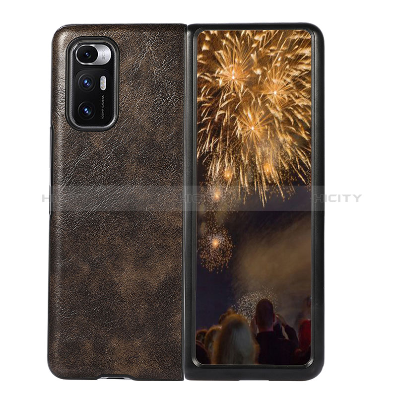 Custodia Lusso Pelle e Plastica Opaca Cover S02 per Xiaomi Mix Fold 5G Bronze