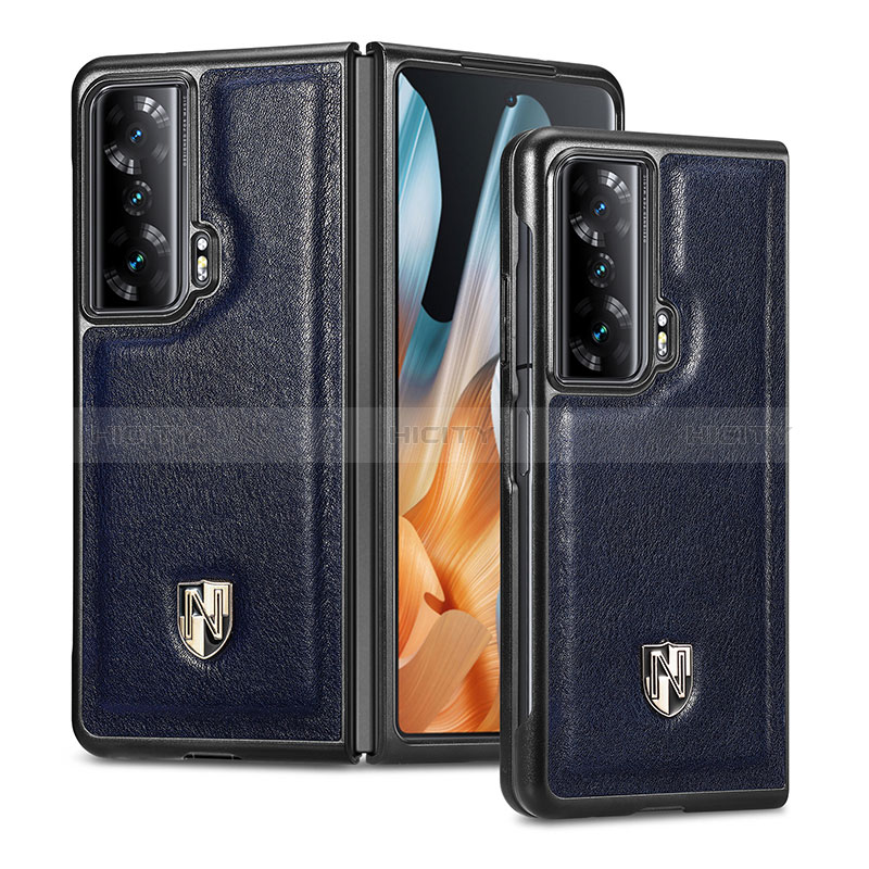 Custodia Lusso Pelle e Plastica Opaca Cover S04D per Huawei Honor Magic Vs 5G Blu