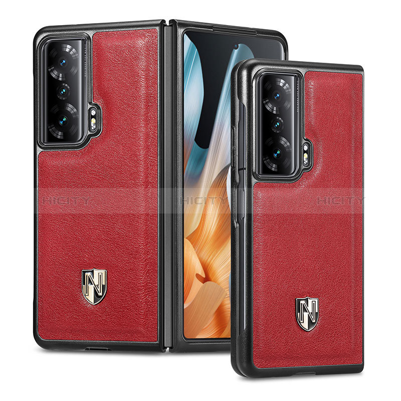 Custodia Lusso Pelle e Plastica Opaca Cover S04D per Huawei Honor Magic Vs 5G Rosso