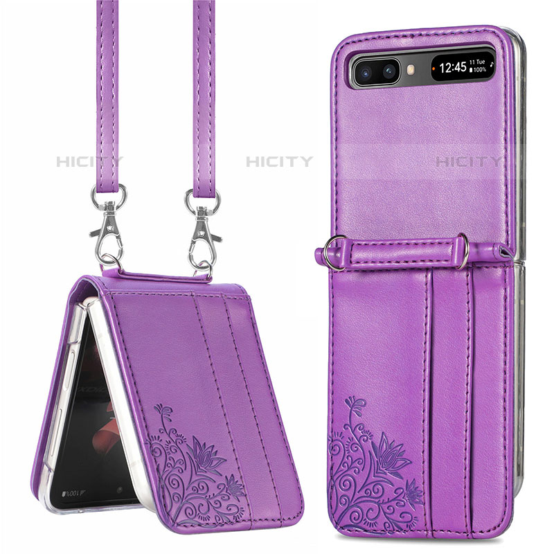 Custodia Lusso Pelle e Plastica Opaca Cover S04D per Samsung Galaxy Z Flip5 5G Viola