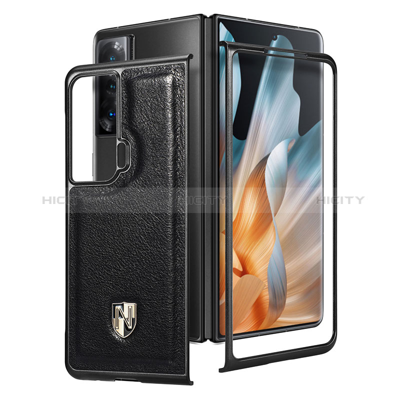 Custodia Lusso Pelle e Plastica Opaca Cover S05D per Huawei Honor Magic Vs Ultimate 5G Nero