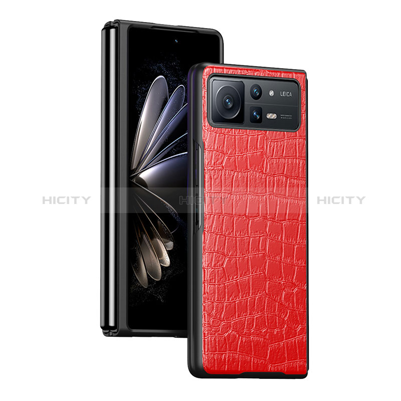 Custodia Lusso Pelle e Plastica Opaca Cover S07 per Xiaomi Mix Fold 2 5G Rosso