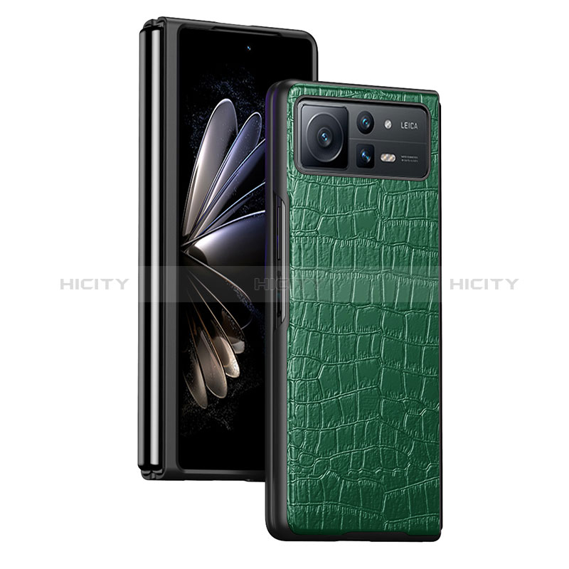 Custodia Lusso Pelle e Plastica Opaca Cover S07 per Xiaomi Mix Fold 2 5G Verde