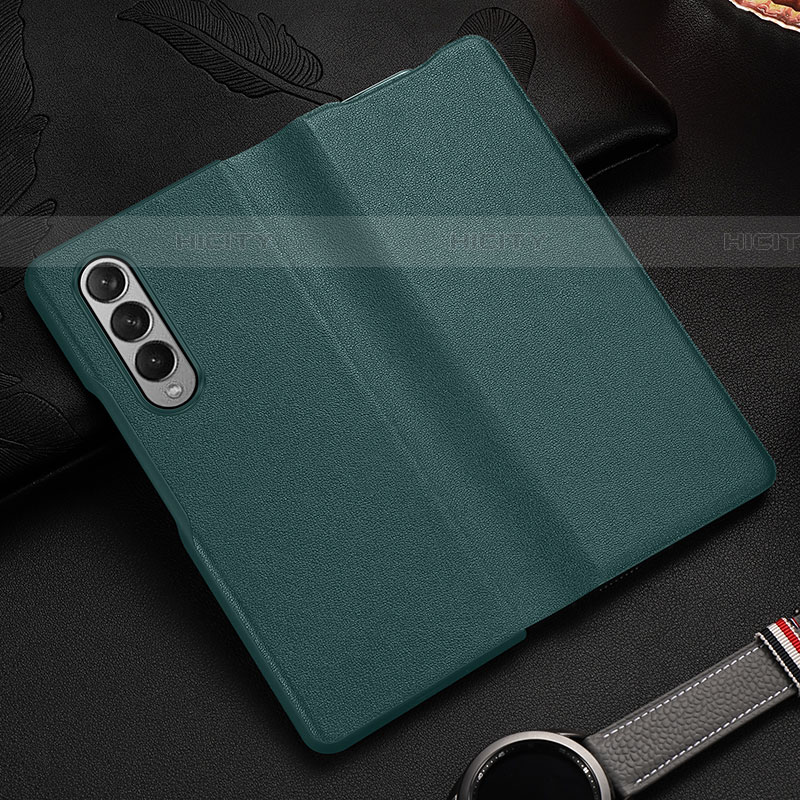 Custodia Lusso Pelle e Plastica Opaca Cover S08 per Samsung Galaxy Z Fold4 5G Verde