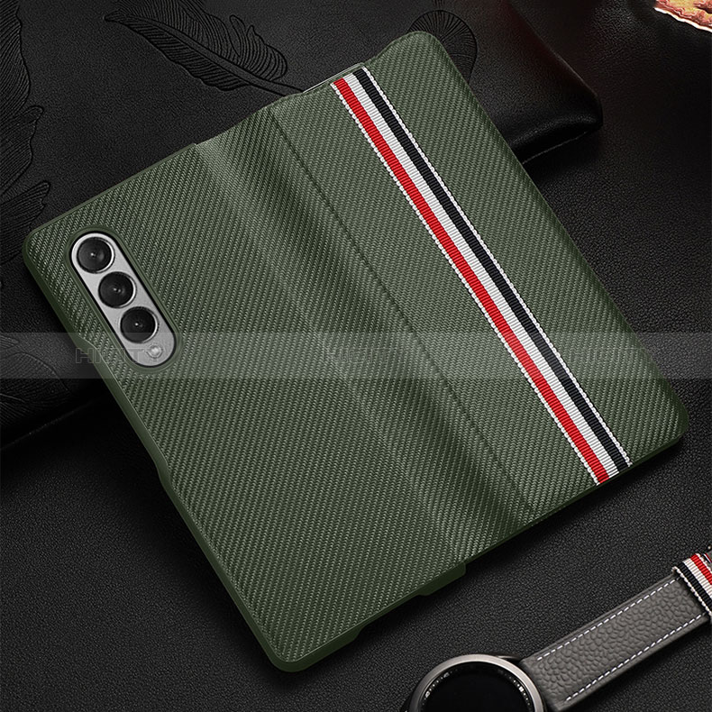 Custodia Lusso Pelle e Plastica Opaca Cover S09 per Samsung Galaxy Z Fold3 5G Verde Pastello