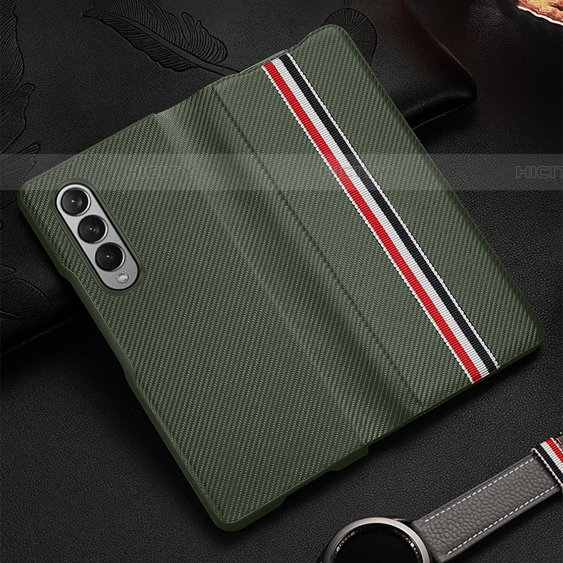 Custodia Lusso Pelle e Plastica Opaca Cover S09 per Samsung Galaxy Z Fold4 5G Verde Pastello