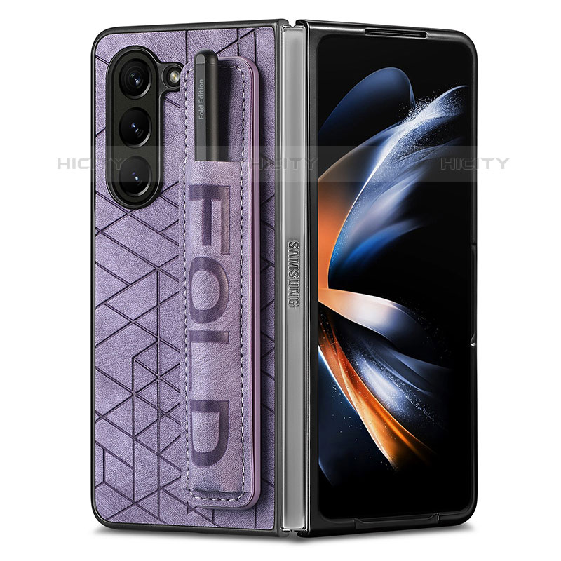 Custodia Lusso Pelle e Plastica Opaca Cover S11D per Samsung Galaxy Z Fold5 5G Viola