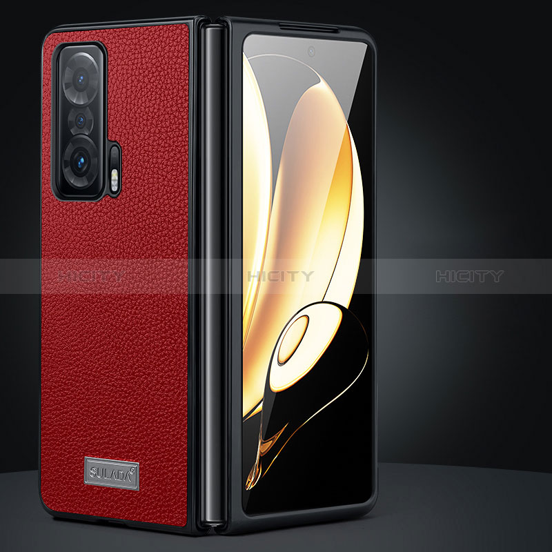 Custodia Lusso Pelle e Plastica Opaca Cover SD1 per Huawei Honor Magic V 5G Rosso