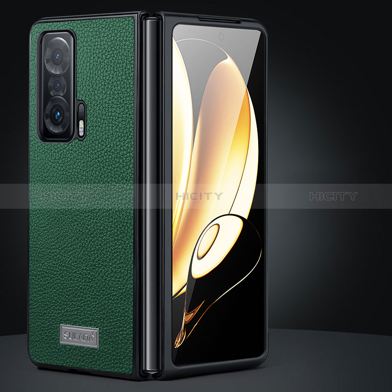 Custodia Lusso Pelle e Plastica Opaca Cover SD1 per Huawei Honor Magic V 5G Verde