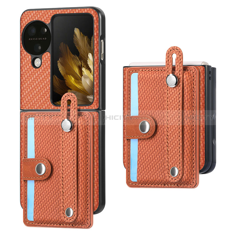 Custodia Lusso Pelle e Plastica Opaca Cover SD3 per Oppo Find N3 Flip 5G Arancione