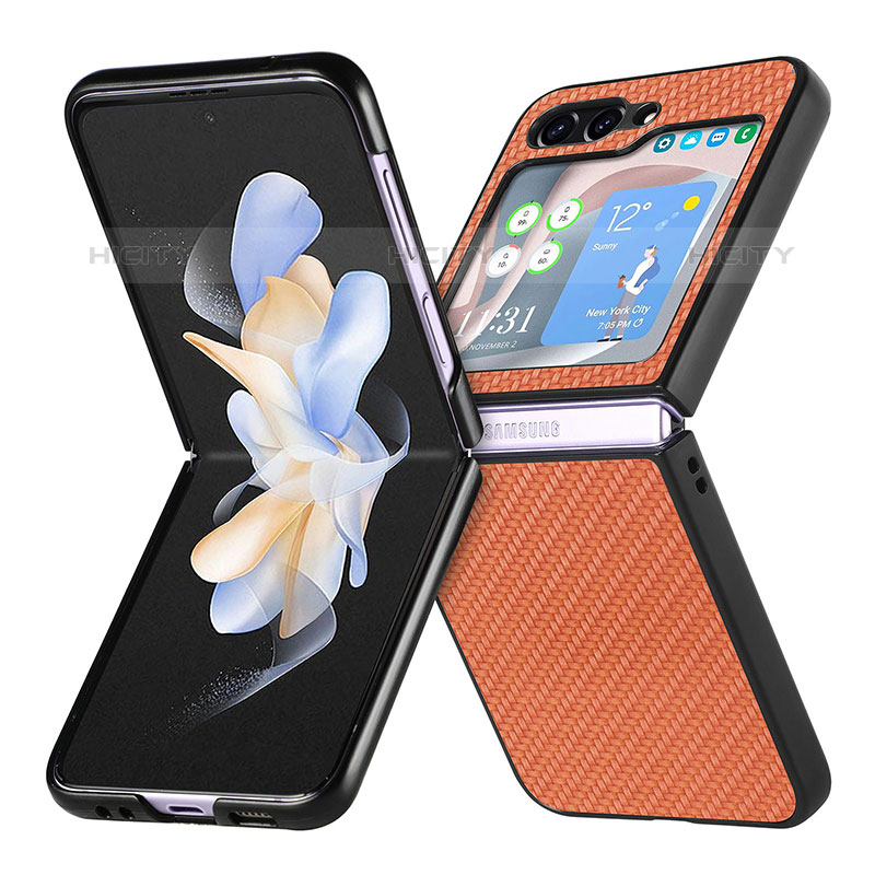 Custodia Lusso Pelle e Plastica Opaca Cover SD5 per Samsung Galaxy Z Flip5 5G