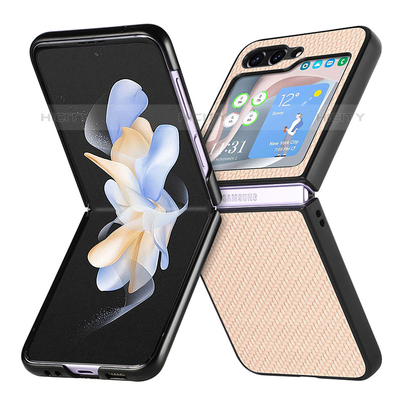 Custodia Lusso Pelle e Plastica Opaca Cover SD5 per Samsung Galaxy Z Flip5 5G