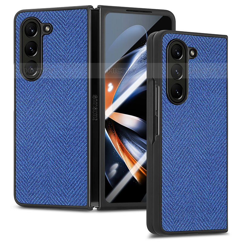 Custodia Lusso Pelle e Plastica Opaca Cover SD9 per Samsung Galaxy Z Fold5 5G Blu