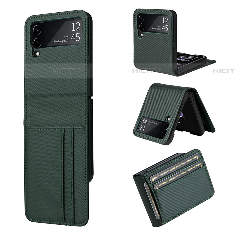 Custodia Lusso Pelle e Plastica Opaca Cover T01 per Samsung Galaxy Z Flip4 5G Verde