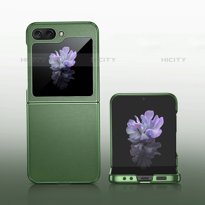 Custodia Lusso Pelle e Plastica Opaca Cover WL1 per Samsung Galaxy Z Flip5 5G Verde