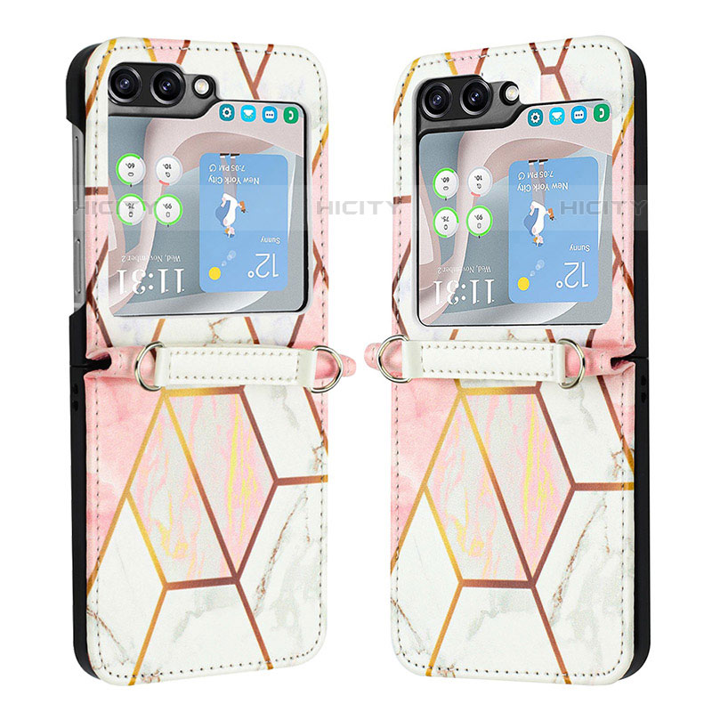 Custodia Lusso Pelle e Plastica Opaca Cover YB1 per Samsung Galaxy Z Flip5 5G