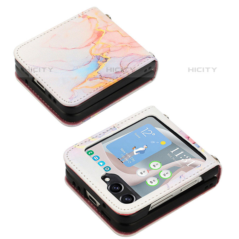 Custodia Lusso Pelle e Plastica Opaca Cover YB2 per Samsung Galaxy Z Flip5 5G