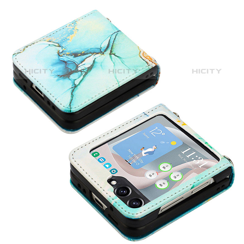 Custodia Lusso Pelle e Plastica Opaca Cover YB2 per Samsung Galaxy Z Flip5 5G