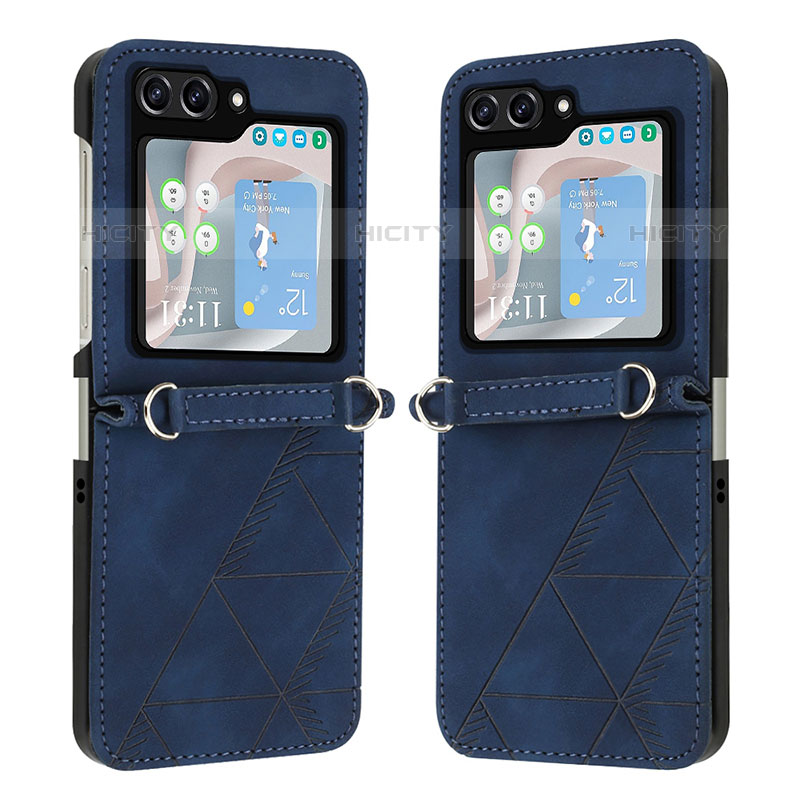 Custodia Lusso Pelle e Plastica Opaca Cover YB4 per Samsung Galaxy Z Flip5 5G