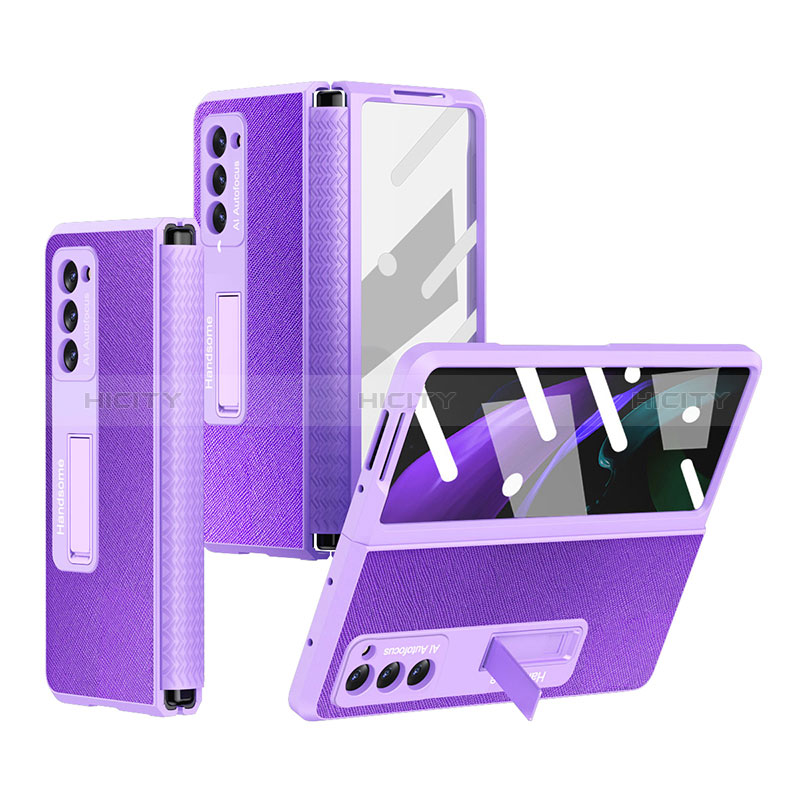 Custodia Lusso Pelle e Plastica Opaca Cover Z03 per Samsung Galaxy Z Fold2 5G Viola