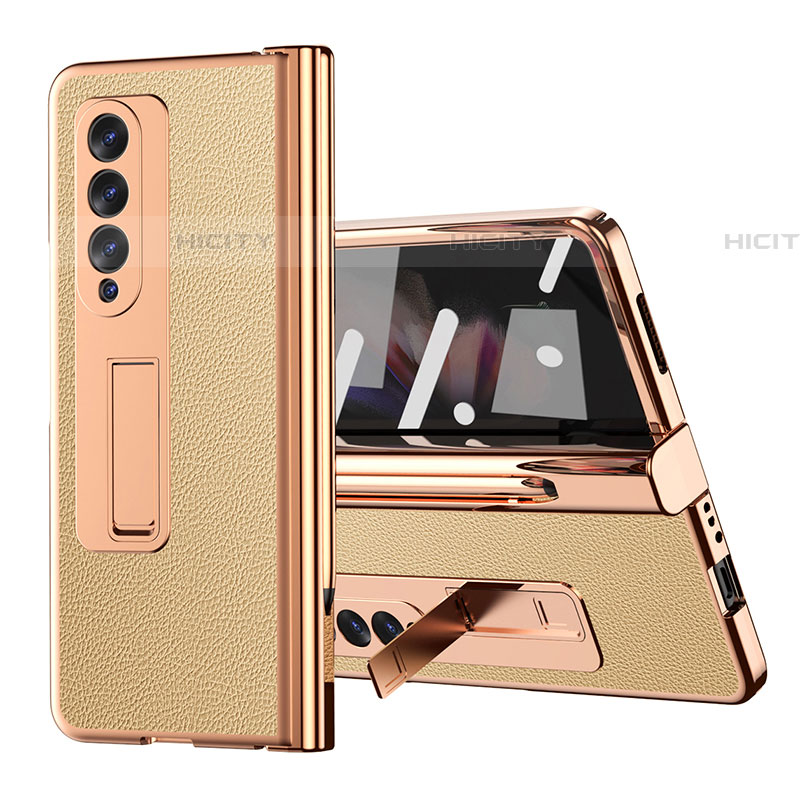 Custodia Lusso Pelle e Plastica Opaca Cover ZL1 per Samsung Galaxy Z Fold4 5G Oro