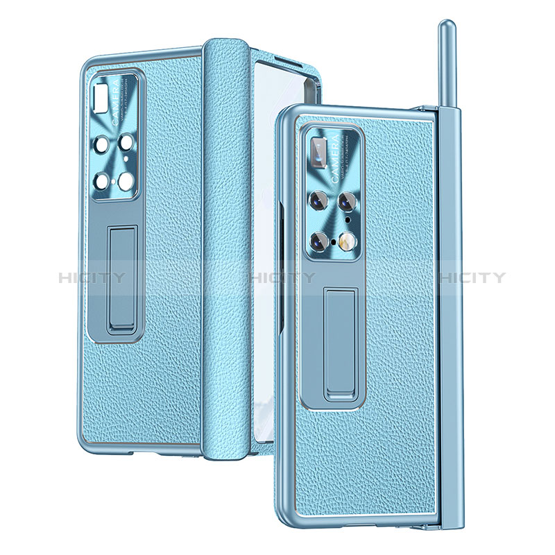 Custodia Lusso Pelle e Plastica Opaca Cover ZL10 per Huawei Mate X2 Cielo Blu